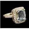 Image 1 : 14KT Yellow Gold 4.99 ctw Aquamarine and Diamond Ring