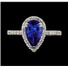 Image 2 : 1.65 ctw Tanzanite and Diamond Ring - 14KT White Gold