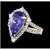 Image 1 : 3.13 ctw Tanzanite and Diamond Ring - 14KT White Gold