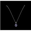 Image 2 : 4.65 ctw Tanzanite and Diamond Pendant With Chain - 14KT White Gold