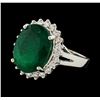 Image 1 : 6.70 ctw Emerald and Diamond Ring - 14KT White Gold