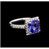 Image 1 : 3.77 ctw Tanzanite and Diamond Ring - 14KT White Gold