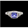 Image 2 : 14KT White Gold 1.34 ctw Tanzanite and Diamond Ring