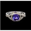 Image 2 : 14KT White Gold 1.22 ctw Tanzanite and Diamond Ring