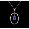 Image 1 : 2.69 ctw Tanzanite and Diamond Pendant With Chain - 14KT White Gold