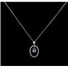 Image 2 : 2.69 ctw Tanzanite and Diamond Pendant With Chain - 14KT White Gold