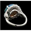 Image 3 : 6.10 ctw Black Opal and Diamond Ring - Platinum