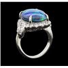 Image 4 : 6.10 ctw Black Opal and Diamond Ring - Platinum