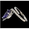 Image 3 : 3.94 ctw Tanzanite and Diamond Ring - 14KT White Gold