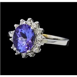 2.42 ctw Tanzanite and Diamond Ring - 14KT White Gold