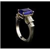 Image 4 : 3.71 ctw Tanzanite and Diamond Ring - 18KT White Gold