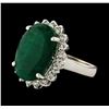 Image 1 : 7.30 ctw Emerald and Diamond Ring - 14KT White Gold