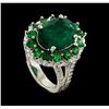 Image 4 : 4.54 ctw Emerald, Tsavorite and Diamond Ring - 14KT White Gold