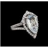 Image 1 : 4.40 ctw Aquamarine and Diamond Ring - 14KT White Gold