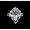 Image 2 : 4.40 ctw Aquamarine and Diamond Ring - 14KT White Gold