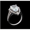 Image 4 : 4.40 ctw Aquamarine and Diamond Ring - 14KT White Gold