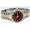 Image 2 : Rolex Mens Two Tone Red Vignette Diamond Pyramid Bezel Datejust