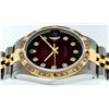 Image 3 : Rolex Mens Two Tone Red Vignette Diamond Pyramid Bezel Datejust