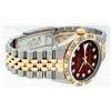 Image 4 : Rolex Mens Two Tone Red Vignette Diamond Pyramid Bezel Datejust