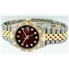 Image 8 : Rolex Mens Two Tone Red Vignette Diamond Pyramid Bezel Datejust