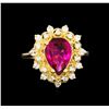 Image 2 : 1.67 ctw Pink Topaz and Diamond Ring - 14KT Yellow Gold