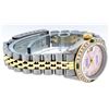 Image 2 : Rolex Ladies 2T Pink MOP Roman Emerald And Diamond Datejust Wristwatch