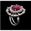 Image 4 : GIA Cert 5.36 ctw Ruby and Diamond Ring - 14KT White Gold