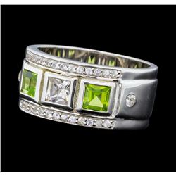 Crayola 0.90 ctw Peridot and White Sapphire Ring - .925 Silver