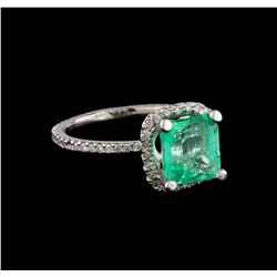 3.32 ctw Emerald and Diamond Ring - 14KT White Gold