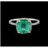 Image 2 : 3.32 ctw Emerald and Diamond Ring - 14KT White Gold