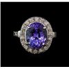 Image 2 : 6.64 ctw Tanzanite and Diamond Ring - 14KT White Gold