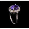 Image 4 : 6.64 ctw Tanzanite and Diamond Ring - 14KT White Gold