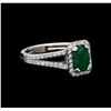 Image 1 : 0.93 ctw Emerald and Diamond Ring - 14KT White Gold