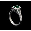 Image 4 : 0.93 ctw Emerald and Diamond Ring - 14KT White Gold