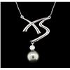 Image 1 : Pearl and Diamond Pendant - 14KT White Gold