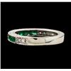 Image 3 : 0.60 ctw Emerald and Diamond Ring - 14KT White Gold