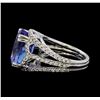 Image 3 : 9.16 ctw Tanzanite and Diamond Ring - 14KT White Gold