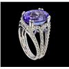 Image 4 : 9.16 ctw Tanzanite and Diamond Ring - 14KT White Gold