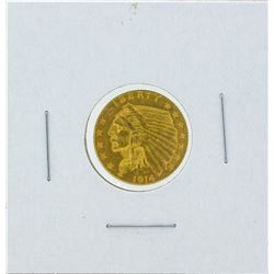 1914-D $2 1-2 Indian Head Quarter Eagle Gold Coin BU