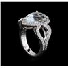Image 4 : 5.77 ctw Aquamarine and Diamond Ring - 14KT White Gold