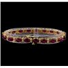 Image 2 : 19.68 ctw Ruby and Diamond Bracelet - 14KT Yellow Gold