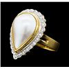 Image 1 : 0.40 ctw Diamond and Mabe Pearl Ring - 14KT Yellow Gold