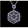 Image 1 : 14KT White Gold 8.42 ctw Tanzanite and Diamond Pendant With Chain