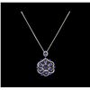 Image 2 : 14KT White Gold 8.42 ctw Tanzanite and Diamond Pendant With Chain