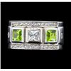 Image 2 : Crayola 0.90 ctw Peridot and White Sapphire Ring - .925 Silver