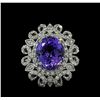 Image 2 : 5.76 ctw Tanzanite and Diamond Ring - 14KT White Gold