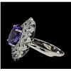 Image 3 : 5.76 ctw Tanzanite and Diamond Ring - 14KT White Gold