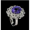 Image 4 : 5.76 ctw Tanzanite and Diamond Ring - 14KT White Gold