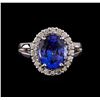 Image 2 : 3.98 ctw Tanzanite and Diamond Ring - 14KT White Gold