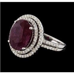 6.60 ctw Ruby and Diamond Ring - 14KT White Gold